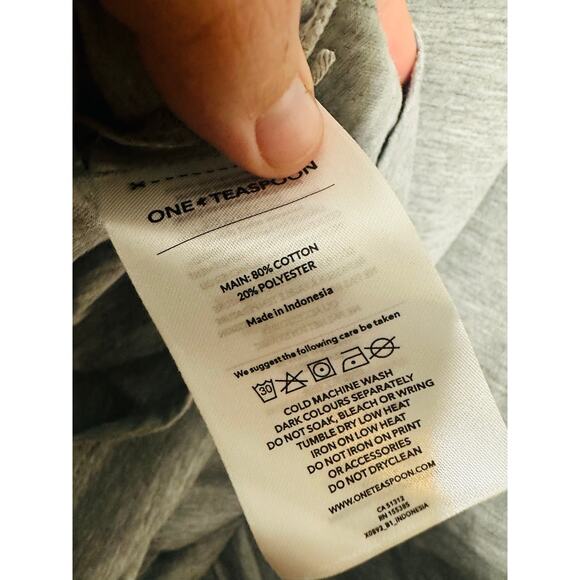 ONE TEASPOON Grey Marl Logo Crewneck Short Sleeves Tee Shirt NWT size Small - Picture 7 of 7